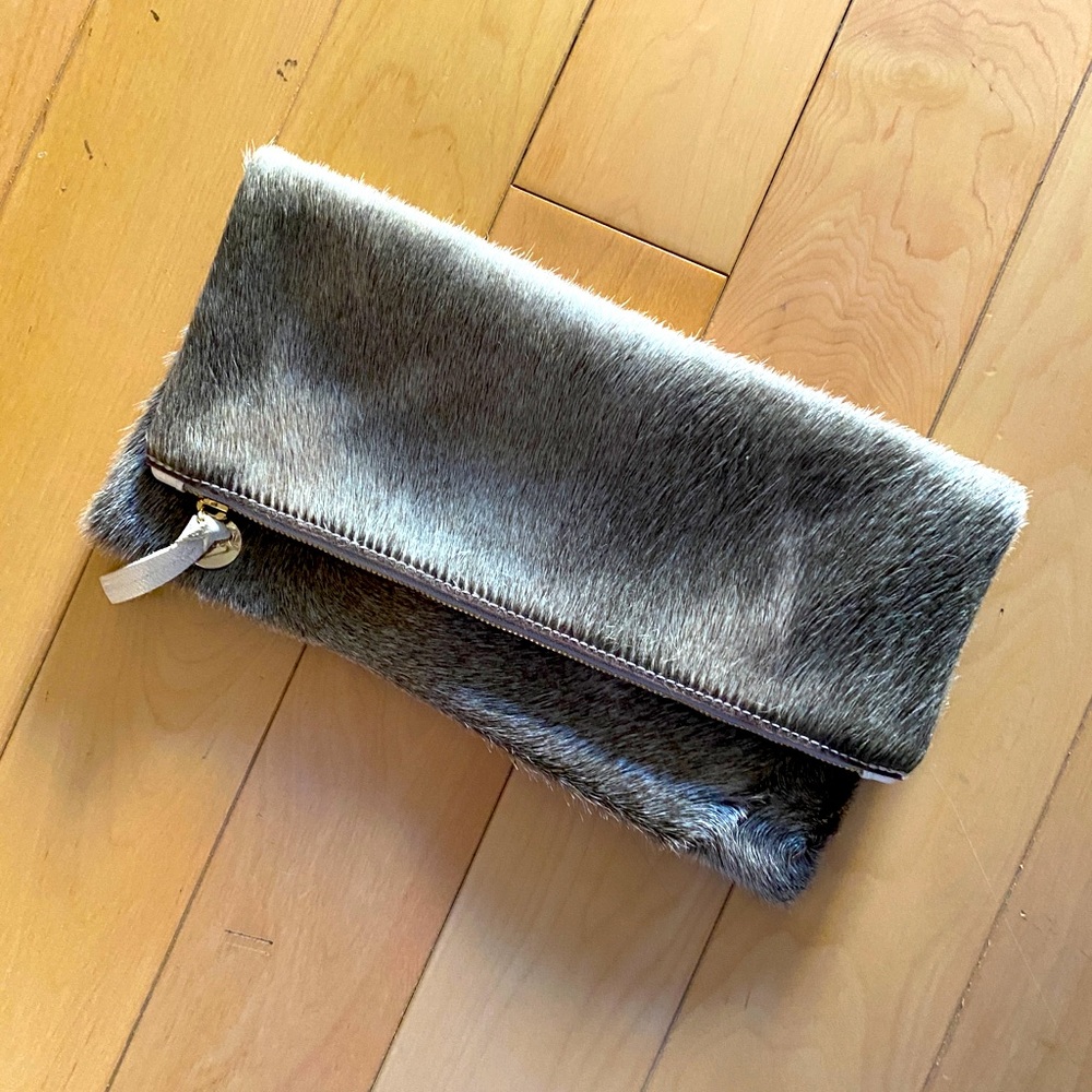 Clare V fur fold over clutch